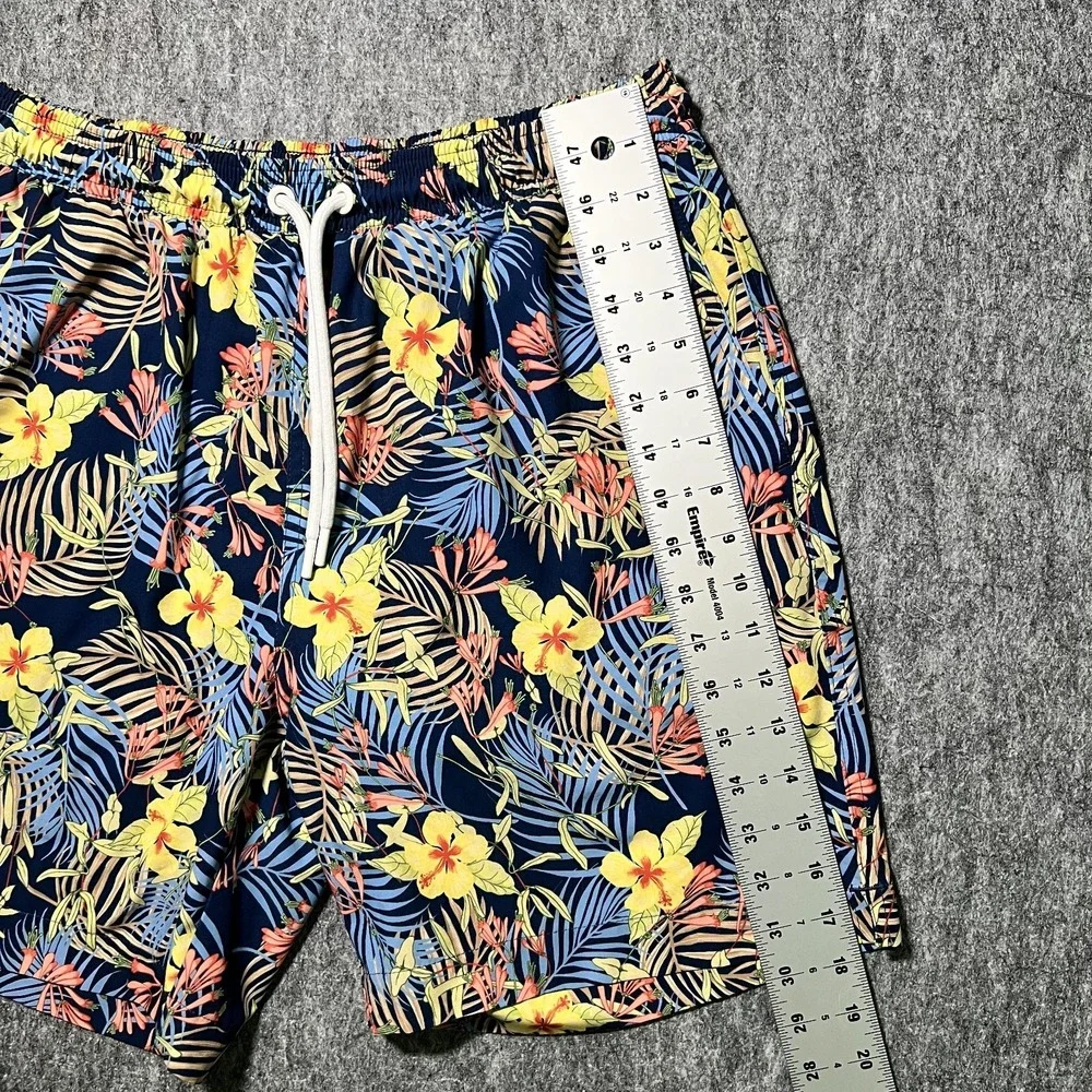 J McLaughlin Swin Trunks Men Size Large Floral Drawstrings Lined Summer Beach